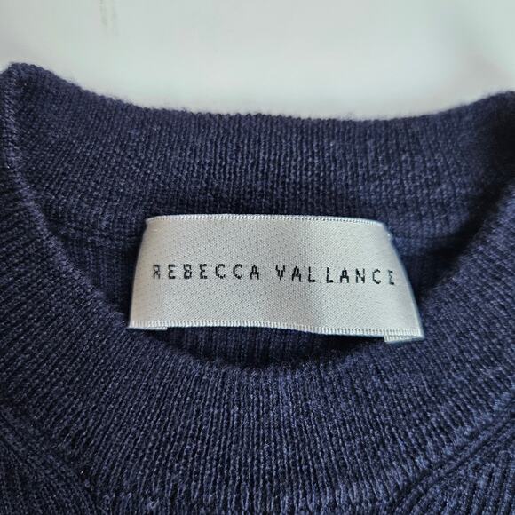 Rebecca Vallance Navy Merino Wool Silk Knit Sweater Size Small - Picture 5 of 10